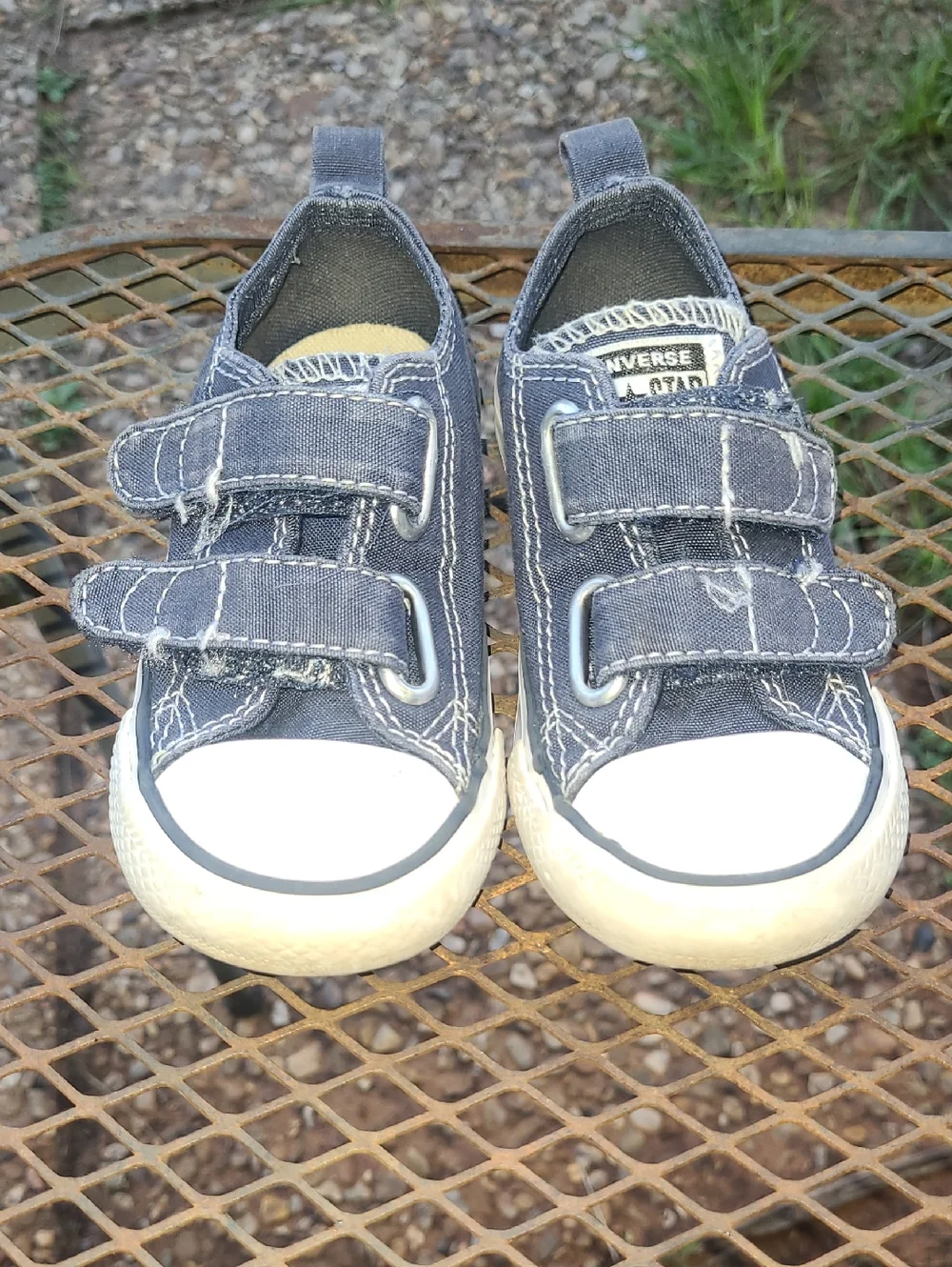 Converse Kids' Blue Canvas Double-Strap Sneakers Size 6